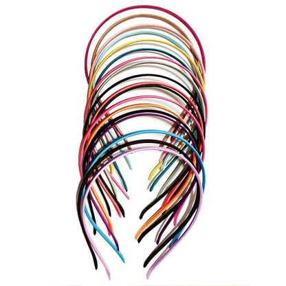 Carykon 20 PCS Women DIY Satin Fabric Covered Ribbon Headbands 5mm Width, Mixed Color