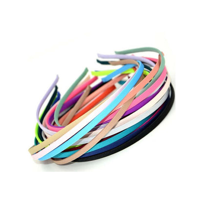 Carykon 20 PCS Women DIY Satin Fabric Covered Ribbon Headbands 5mm Width, Mixed Color