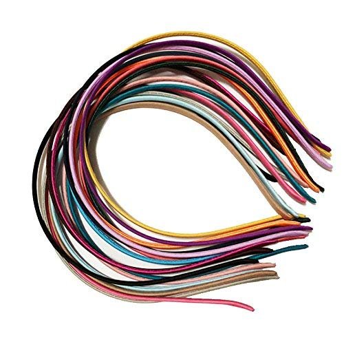 Carykon 20 PCS Women DIY Satin Fabric Covered Ribbon Headbands 5mm Width, Mixed Color - görsel 10