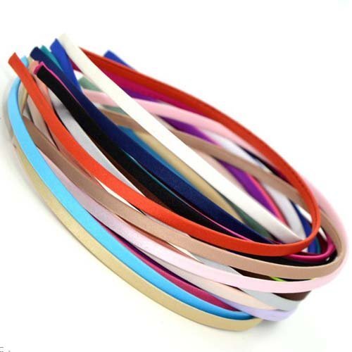 Carykon 20 PCS Women DIY Satin Fabric Covered Ribbon Headbands 5mm Width, Mixed Color - görsel 11