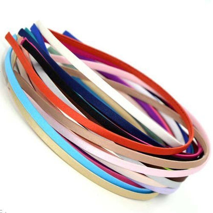 Carykon 20 PCS Women DIY Satin Fabric Covered Ribbon Headbands 5mm Width, Mixed Color