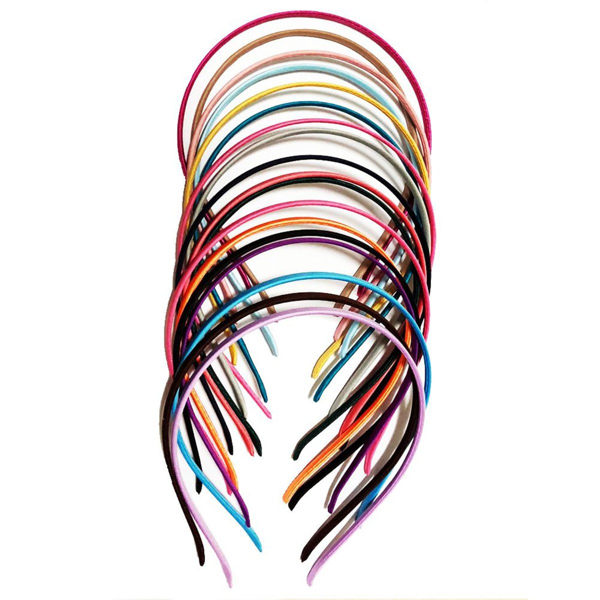 Carykon 20 PCS Women DIY Satin Fabric Covered Ribbon Headbands 5mm Width, Mixed Color - görsel 8
