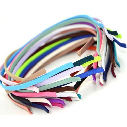Carykon 20 PCS Women DIY Satin Fabric Covered Ribbon Headbands 5mm Width, Mixed Color - görsel 3