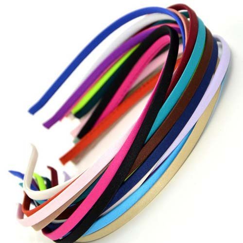 Carykon 20 PCS Women DIY Satin Fabric Covered Ribbon Headbands 5mm Width, Mixed Color - görsel 4