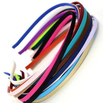 Carykon 20 PCS Women DIY Satin Fabric Covered Ribbon Headbands 5mm Width, Mixed Color
