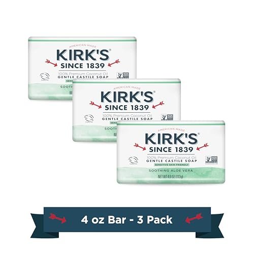 Kirk's Gentle Castile Soap - Soothing Aloe Vera, 4 Ounce Bars (Pack of 3) - görsel 1