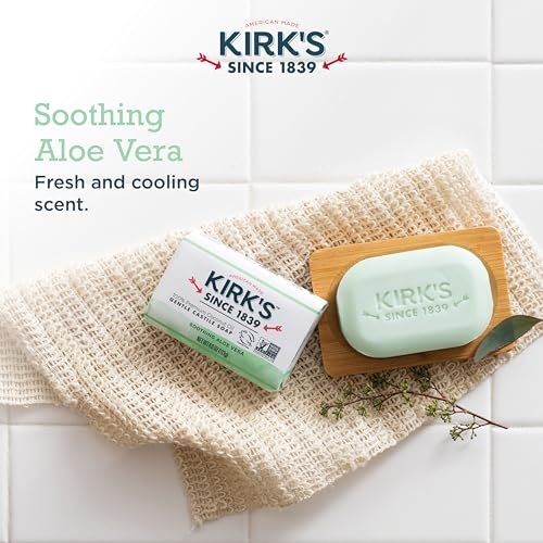 Kirk's Gentle Castile Soap - Soothing Aloe Vera, 4 Ounce Bars (Pack of 3) - görsel 9