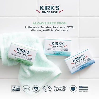 Kirk's Gentle Castile Soap - Soothing Aloe Vera, 4 Ounce Bars (Pack of 3)