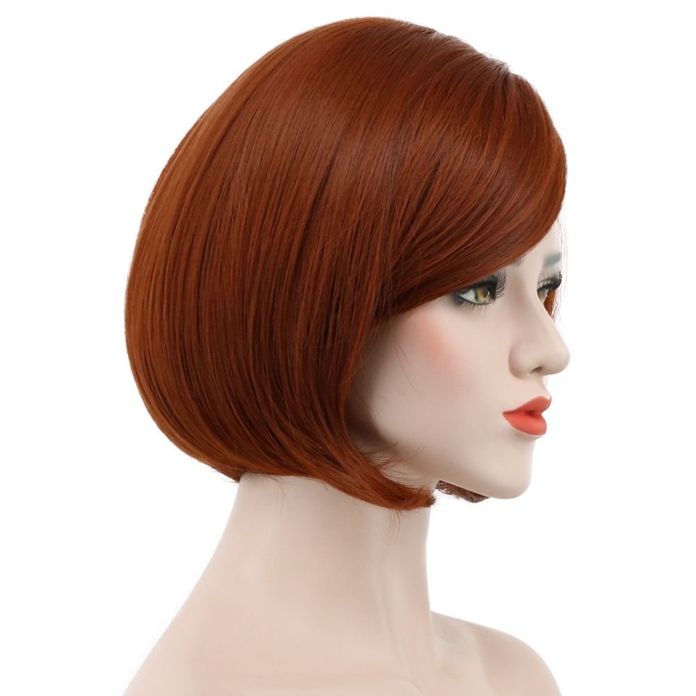 karlery Women's Short Bob Straight Dark Orange Wig - Halloween Cosplay & Party Wig - görsel 5