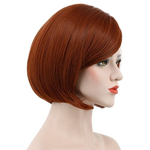 karlery Women's Short Bob Straight Dark Orange Wig - Halloween Cosplay & Party Wig - görsel 6