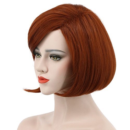 karlery Women's Short Bob Straight Dark Orange Wig - Halloween Cosplay & Party Wig - görsel 4