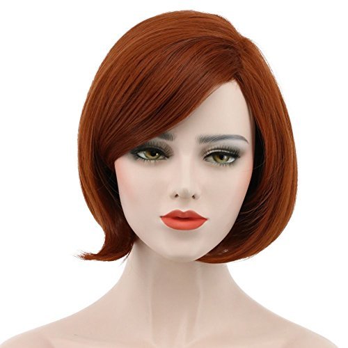 karlery Women's Short Bob Straight Dark Orange Wig - Halloween Cosplay & Party Wig - görsel 2