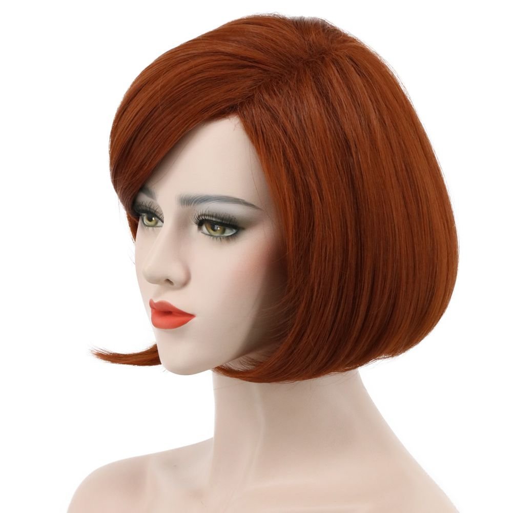 karlery Women's Short Bob Straight Dark Orange Wig - Halloween Cosplay & Party Wig - görsel 3