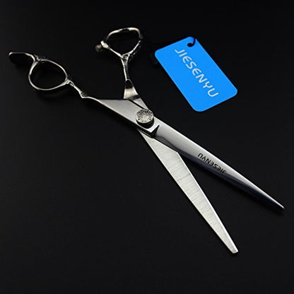 JIESENYU 7" Professional Hairdressing Scissors - Japanese 440C Stainless Steel Barber Shears for Hair Cutting & Pet Grooming (Purple)