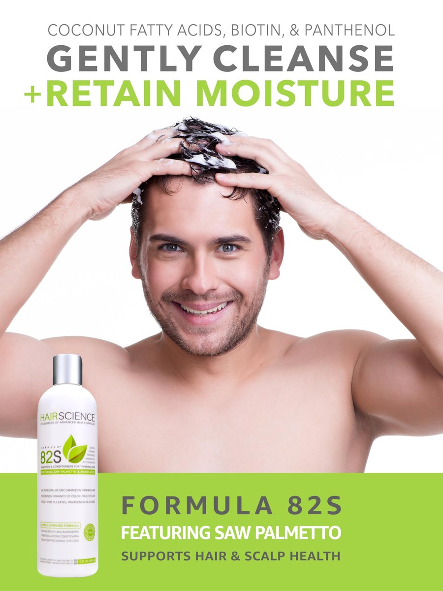 Hair Science Formula 82S Scalp & Hair Health Shampoo - Saw Palmetto & Biotin for Volume, Strength & Thinning Concerns - Sulfate-Free - 12 oz Avelisse