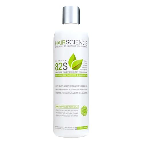 Hair Science Formula 82S Scalp & Hair Health Shampoo - Saw Palmetto & Biotin for Volume, Strength & Thinning Concerns - Sulfate-Free - 12 oz Avelisse