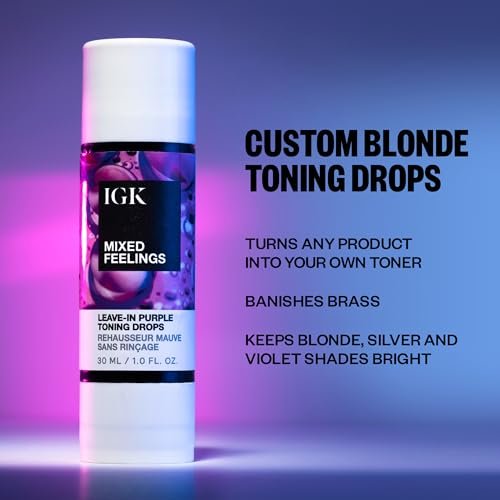 IGK Mixed Feelings Leave-In Blonde Toning Drops - Brighten & Neutralize Brass - Vegan & Cruelty-Free - 1 oz Avelisse