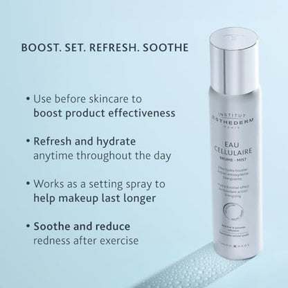 Institut Esthederm Cellular Water Face Mist – Moisturizing & Energizing Mist for All Skin Types – 3 Fl Oz