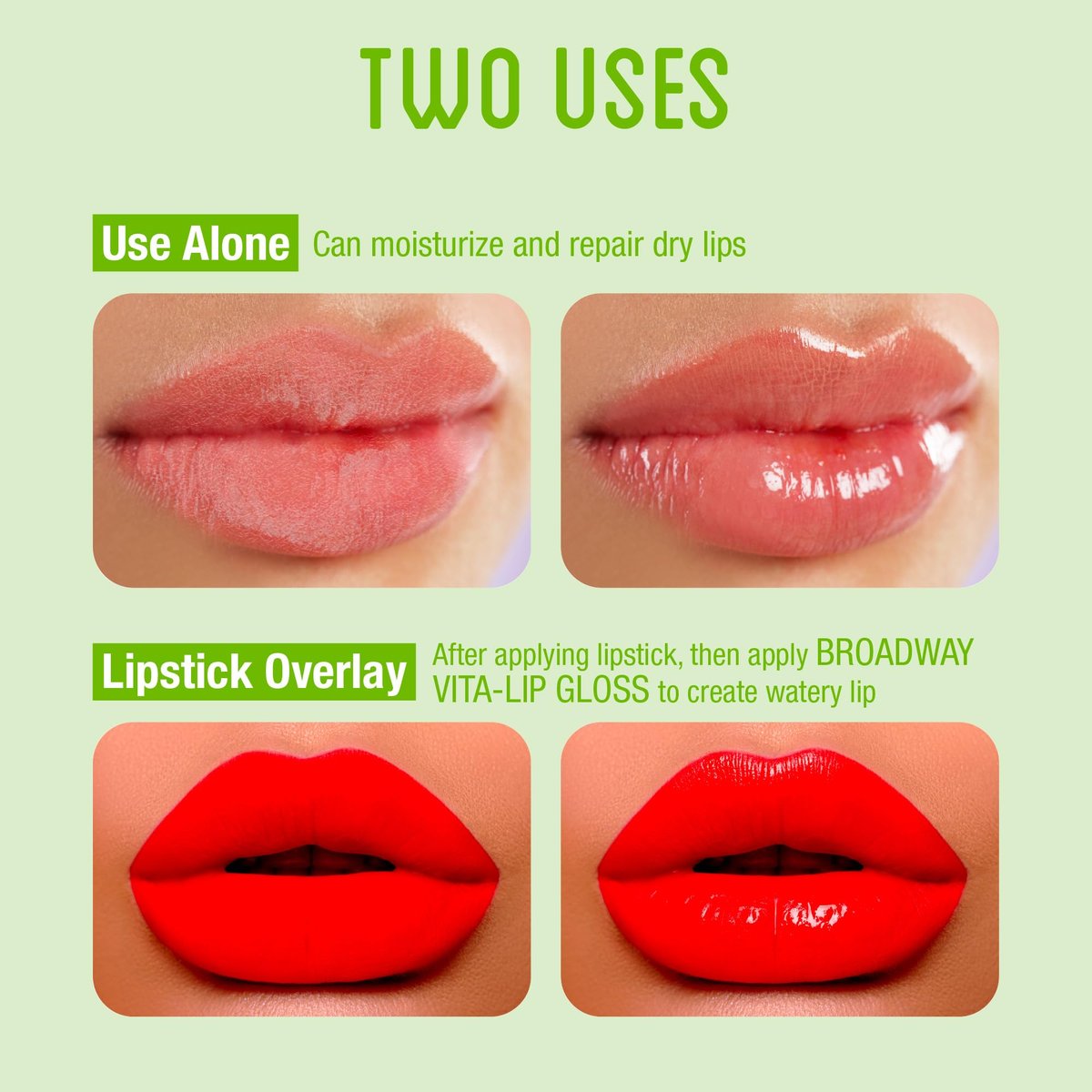 Ruby Kisses Broadway Vita-Lip Clear Lip Gloss (Mint Oil 3 Pack) - Ultra-Hydrating, High-Shine, Non-Sticky Finish with Cooling Effect Avelisse