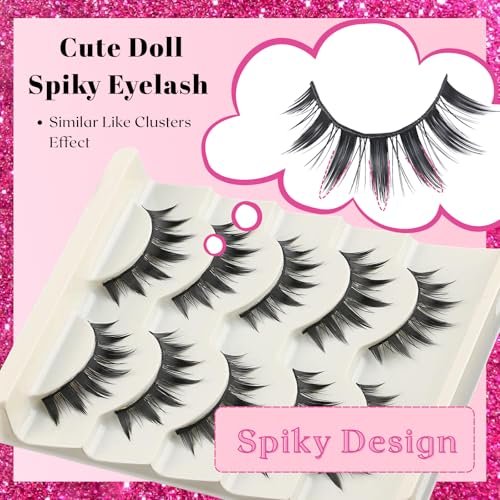 5 Pairs Cosplay Manga Lashes 3D Little Devil Spiky Eyelash Cute Doll Anime Lashes Japanese Style Makeup Eyelashes Natural Look Halloween Lash Beauty Extension Tools - görsel 8