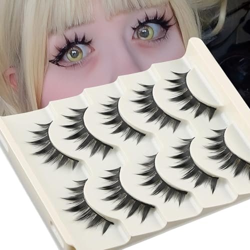 5 Pairs Cosplay Manga Lashes 3D Little Devil Spiky Eyelash Cute Doll Anime Lashes Japanese Style Makeup Eyelashes Natural Look Halloween Lash Beauty Extension Tools - görsel 2