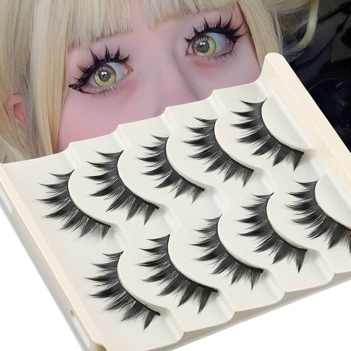 5 Pairs Cosplay Manga Lashes 3D Little Devil Spiky Eyelash Cute Doll Anime Lashes Japanese Style Makeup Eyelashes Natural Look Halloween Lash Beauty Extension Tools - görsel 1