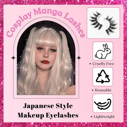 5 Pairs Cosplay Manga Lashes 3D Little Devil Spiky Eyelash Cute Doll Anime Lashes Japanese Style Makeup Eyelashes Natural Look Halloween Lash Beauty Extension Tools