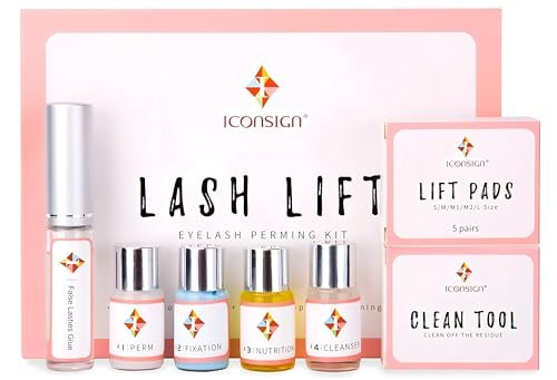 Professional Lash Lift Kit by ICONSIGN - Semi-Permanent Eyelash Perm Kit with Shields, Pads & Brushes (13-Piece Set) Avelisse