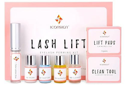 Professional Lash Lift Kit by ICONSIGN - Semi-Permanent Eyelash Perm Kit with Shields, Pads & Brushes (13-Piece Set) Avelisse