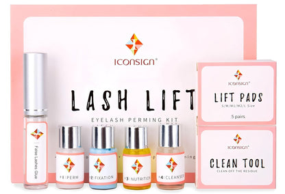 Professional Lash Lift Kit by ICONSIGN - Semi-Permanent Eyelash Perm Kit with Shields, Pads & Brushes (13-Piece Set) Avelisse