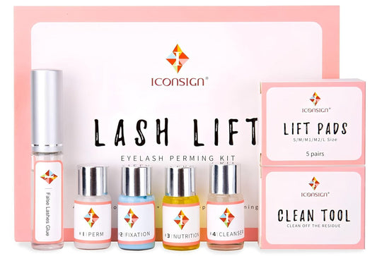 Professional Lash Lift Kit by ICONSIGN - Semi-Permanent Eyelash Perm Kit with Shields, Pads & Brushes (13-Piece Set) Avelisse