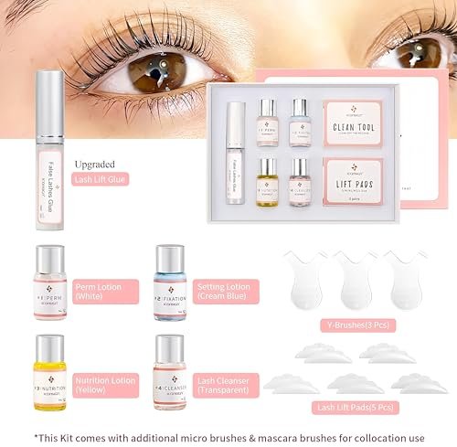 Professional Lash Lift Kit by ICONSIGN - Semi-Permanent Eyelash Perm Kit with Shields, Pads & Brushes (13-Piece Set) Avelisse