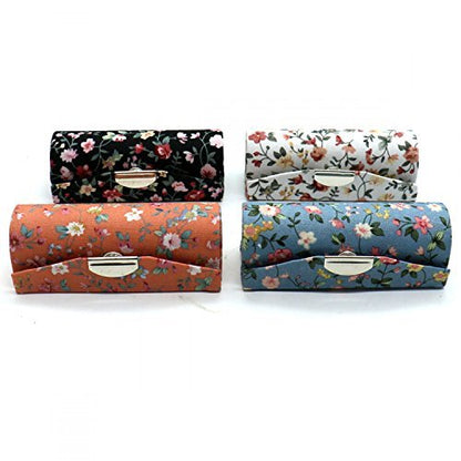 SenseYo 4 Pcs Floral Lipstick Case Holder with Mirror – Travel Makeup Organizer Bag Set for Purse