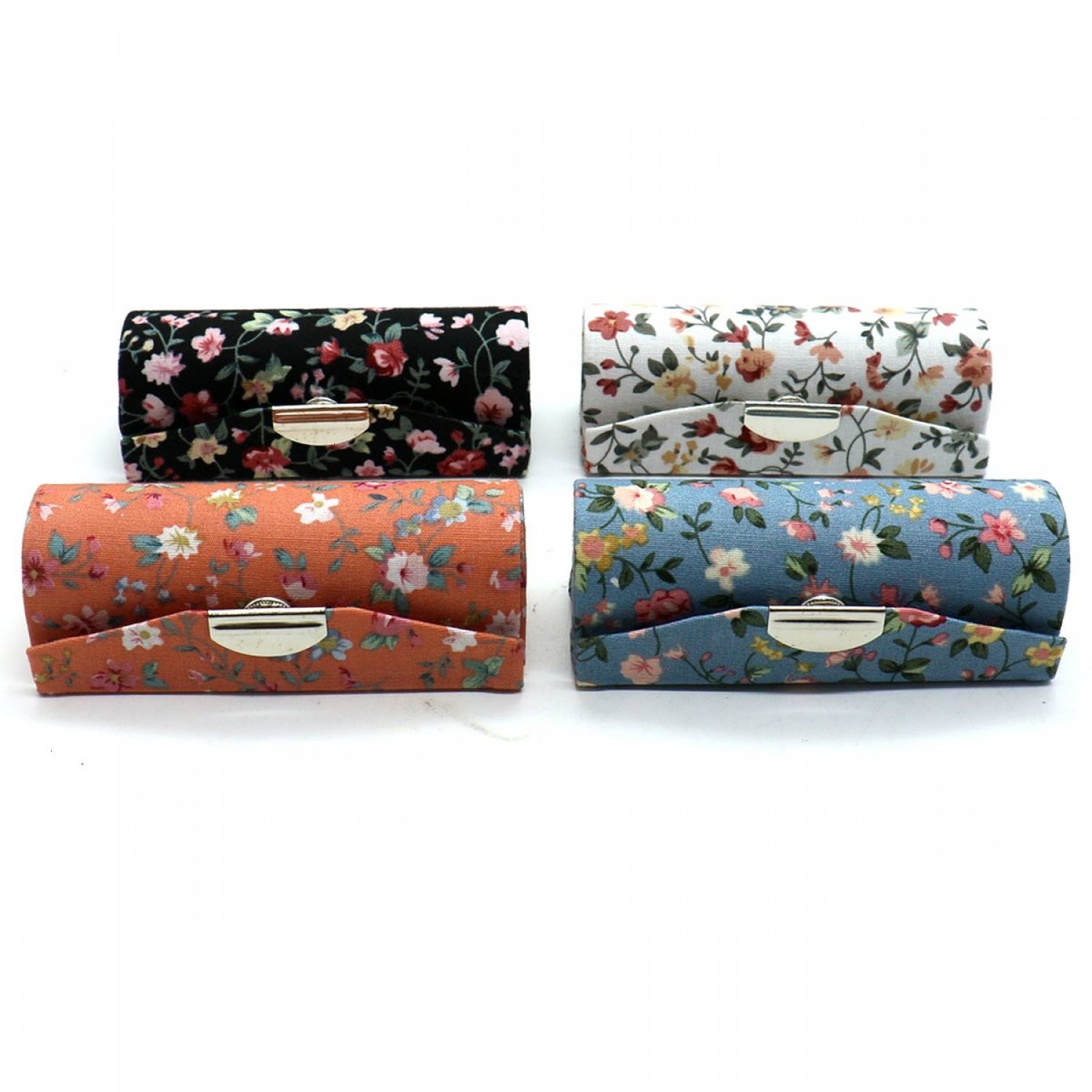 SenseYo 4 Pcs Floral Lipstick Case Holder with Mirror – Travel Makeup Organizer Bag Set for Purse - görsel 3