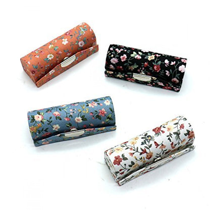 SenseYo 4 Pcs Floral Lipstick Case Holder with Mirror – Travel Makeup Organizer Bag Set for Purse