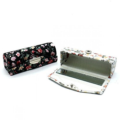 SenseYo 4 Pcs Floral Lipstick Case Holder with Mirror – Travel Makeup Organizer Bag Set for Purse
