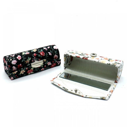 SenseYo 4 Pcs Floral Lipstick Case Holder with Mirror – Travel Makeup Organizer Bag Set for Purse