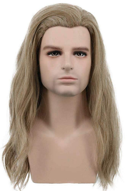 karlery Men's Long Curly Wave Light Brown Wig - Synthetic Cosplay Wig for Halloween, Anime, and Costume Parties Avelisse