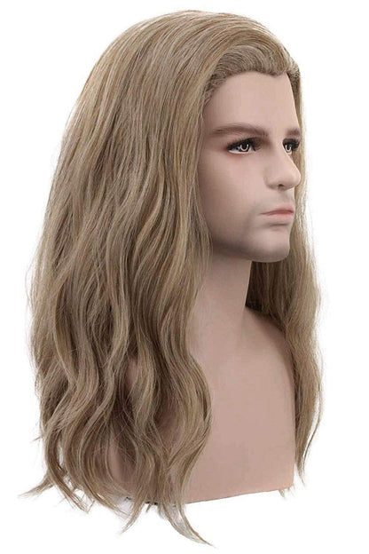 karlery Men's Long Curly Wave Light Brown Wig - Synthetic Cosplay Wig for Halloween, Anime, and Costume Parties Avelisse