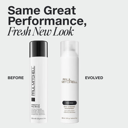 Paul Mitchell Stay Strong Hairspray - Layerable Control & Humidity Resistance for All Hair Types - 9 oz Avelisse