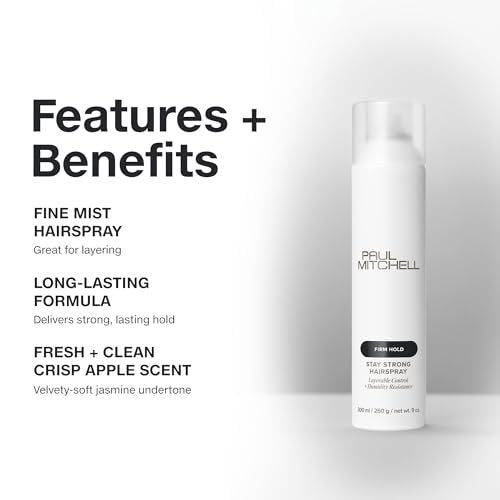 Paul Mitchell Stay Strong Hairspray - Layerable Control & Humidity Resistance for All Hair Types - 9 oz Avelisse