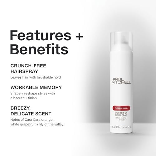 Paul Mitchell Worked Up Hairspray – Static Control, Memory & Flexible Hold for All Hair Types, 9.4 oz Avelisse