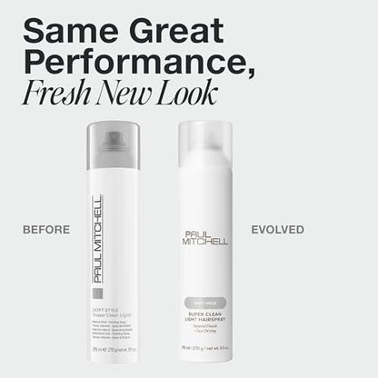 Paul Mitchell Super Clean Light Hairspray - Fast Drying, Soft Hold & Natural Finish for Fine Hair, 9.5 oz