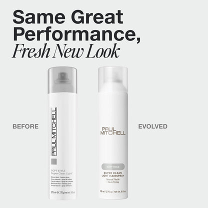Paul Mitchell Super Clean Light Hairspray - Fast Drying, Soft Hold & Natural Finish for Fine Hair, 9.5 oz