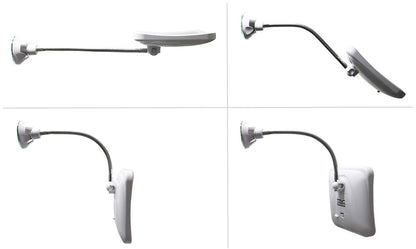 JiBen Square Flexible Gooseneck LED Lighted 10X Magnifying Makeup Mirror with Power Locking Suction Cup, Bright Diffused Light, 360 Degree Swivel, Portable Cordless Travel and Home Bathroom Vanity Mirror (White) Avelisse