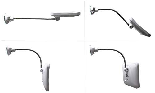 JiBen Square Flexible Gooseneck LED Lighted 10X Magnifying Makeup Mirror with Power Locking Suction Cup, Bright Diffused Light, 360 Degree Swivel, Portable Cordless Travel and Home Bathroom Vanity Mirror (White) Avelisse