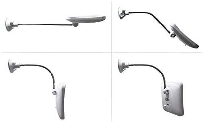 JiBen Square Flexible Gooseneck LED Lighted 10X Magnifying Makeup Mirror with Power Locking Suction Cup, Bright Diffused Light, 360 Degree Swivel, Portable Cordless Travel and Home Bathroom Vanity Mirror (White) Avelisse