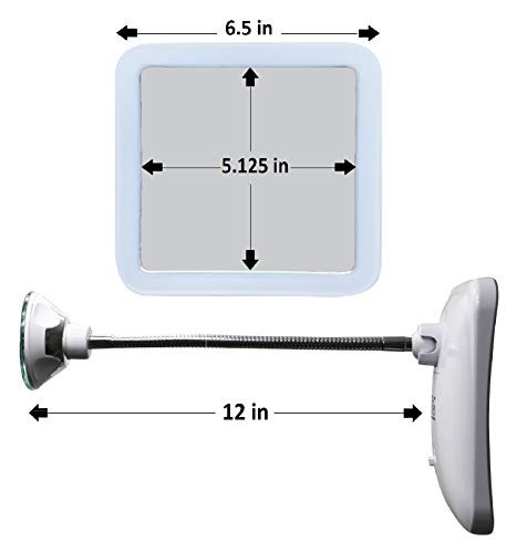 JiBen Square Flexible Gooseneck LED Lighted 10X Magnifying Makeup Mirror with Power Locking Suction Cup, Bright Diffused Light, 360 Degree Swivel, Portable Cordless Travel and Home Bathroom Vanity Mirror (White) Avelisse