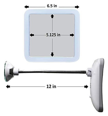 JiBen Square Flexible Gooseneck LED Lighted 10X Magnifying Makeup Mirror with Power Locking Suction Cup, Bright Diffused Light, 360 Degree Swivel, Portable Cordless Travel and Home Bathroom Vanity Mirror (White) Avelisse
