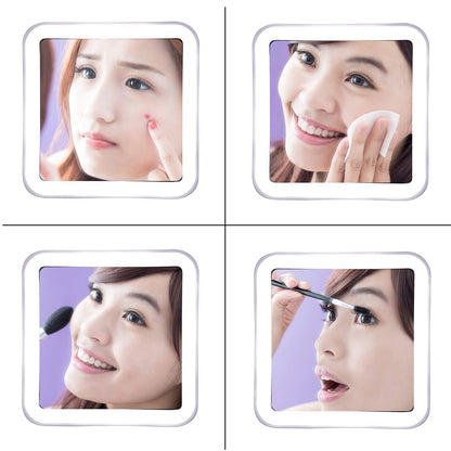 JiBen Square Flexible Gooseneck LED Lighted 10X Magnifying Makeup Mirror with Power Locking Suction Cup, Bright Diffused Light, 360 Degree Swivel, Portable Cordless Travel and Home Bathroom Vanity Mirror (White) Avelisse